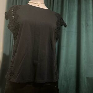 Express Black Lace Accent Women's Blouse